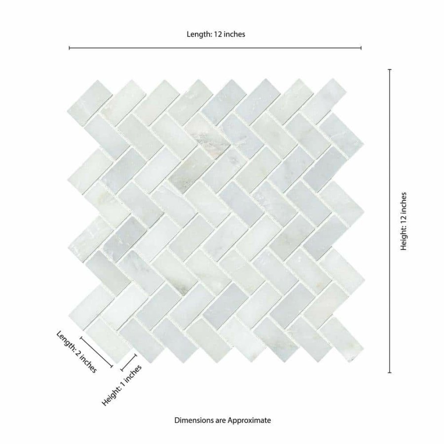 Tile * | Greecian White Herringbone Pattern 12 In. X 12 In. X 10 Mm ...